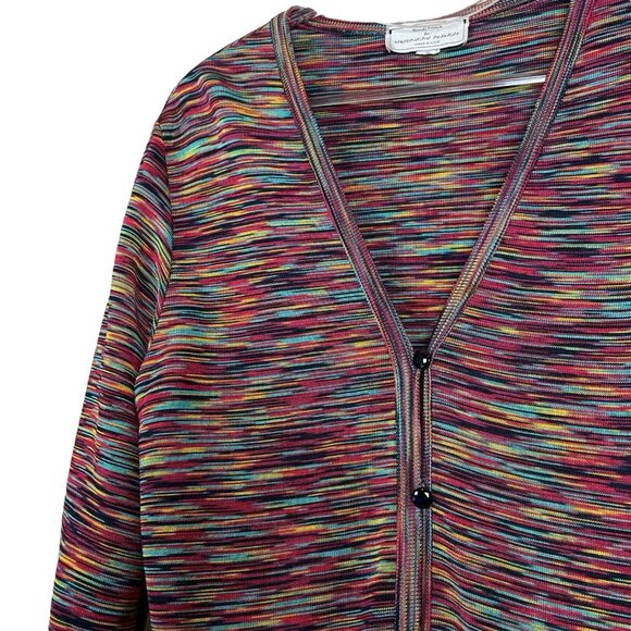 Brenda French Rags Buttoned Stretch Knit Cardigan Sweater Multicolor Size 2 M/L - Picture 3 of 8